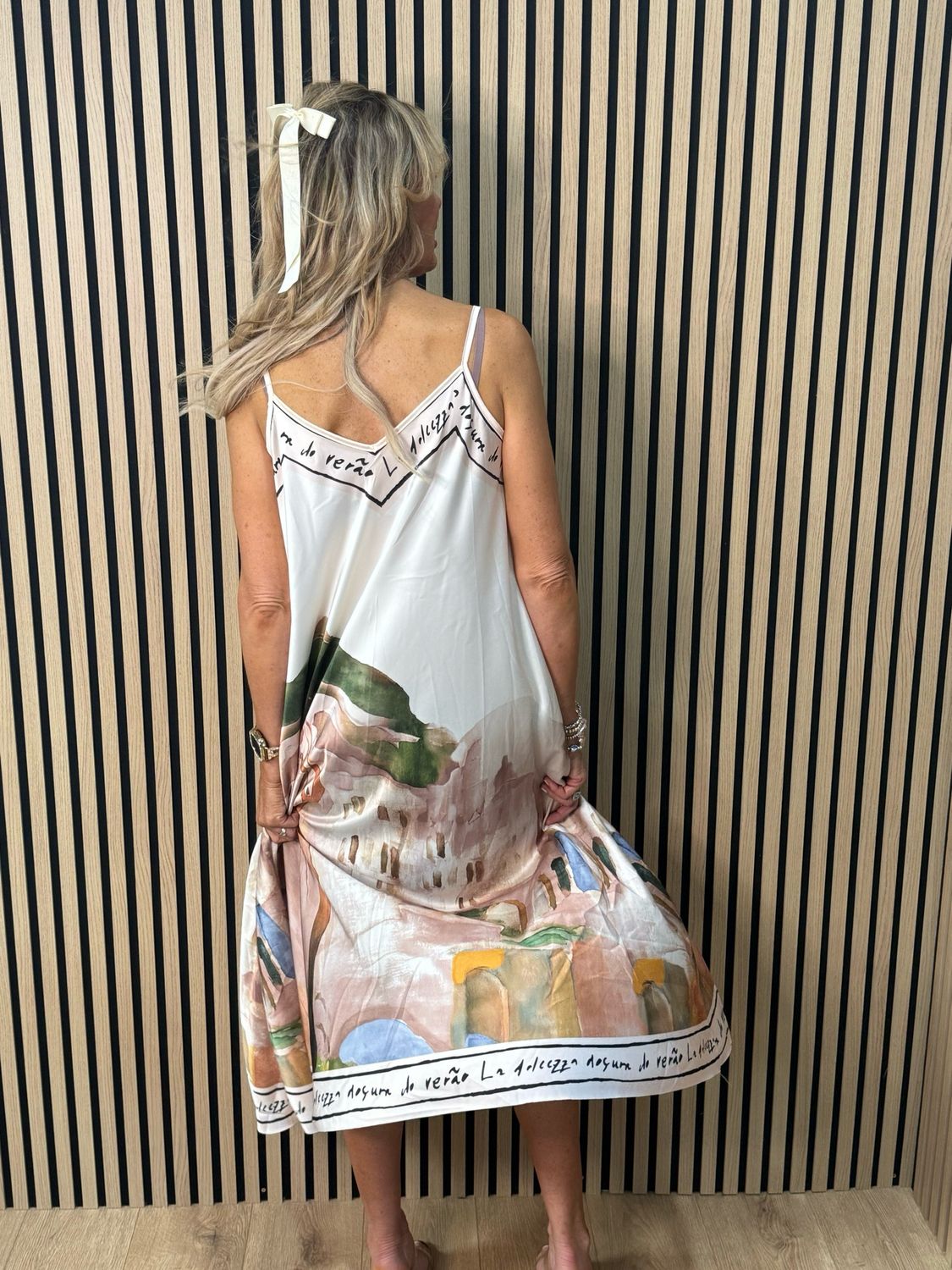 Abstract Print Maxi Dress - Champagne