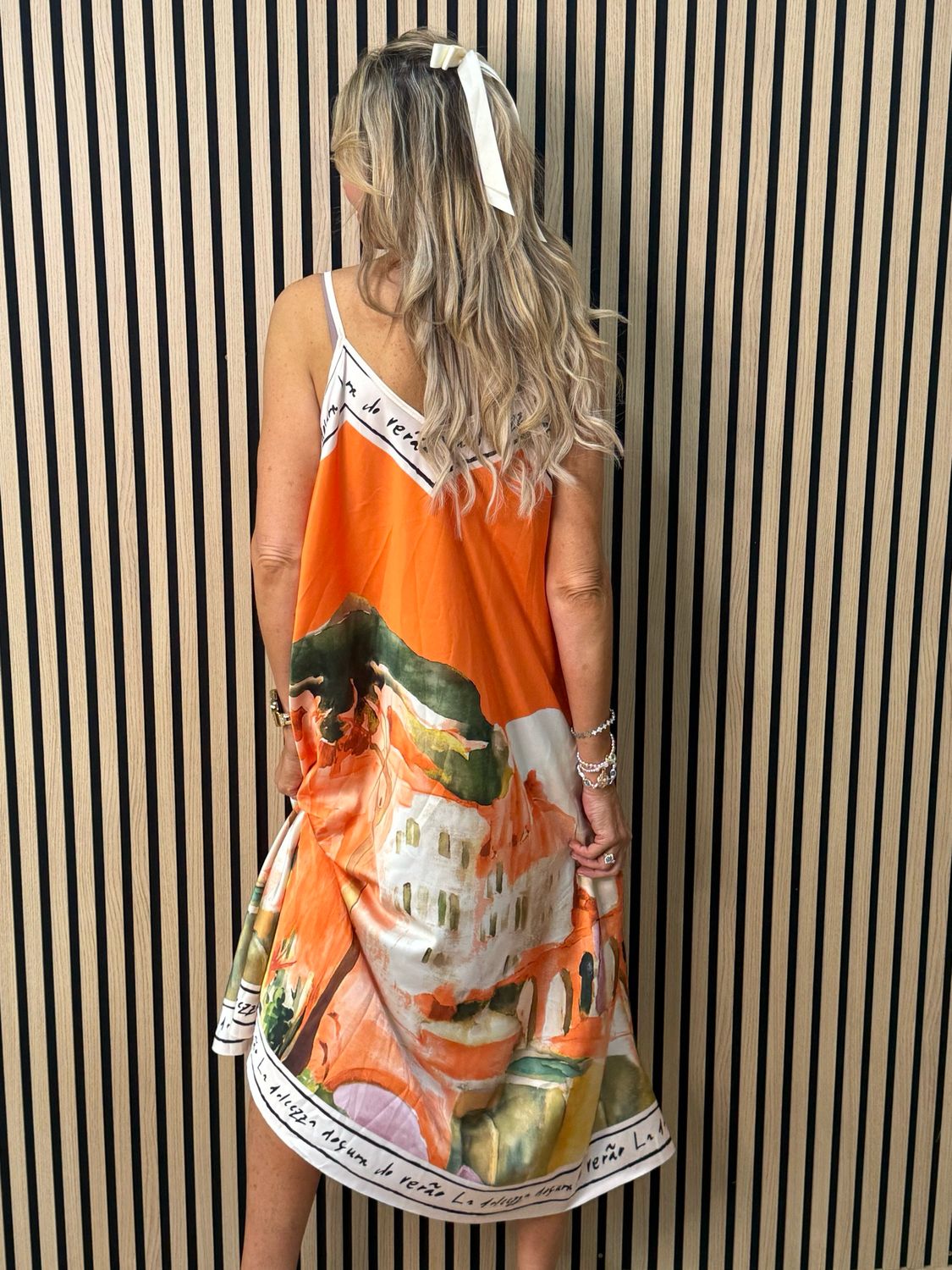 Abstract Print Maxi Dress - Orange