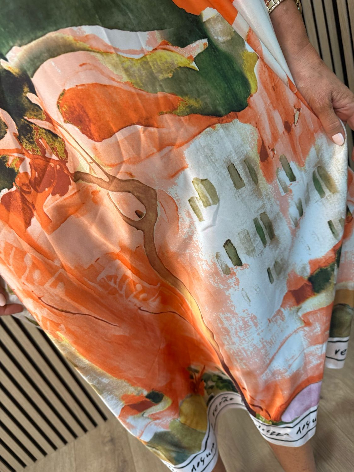 Abstract Print Maxi Dress - Orange