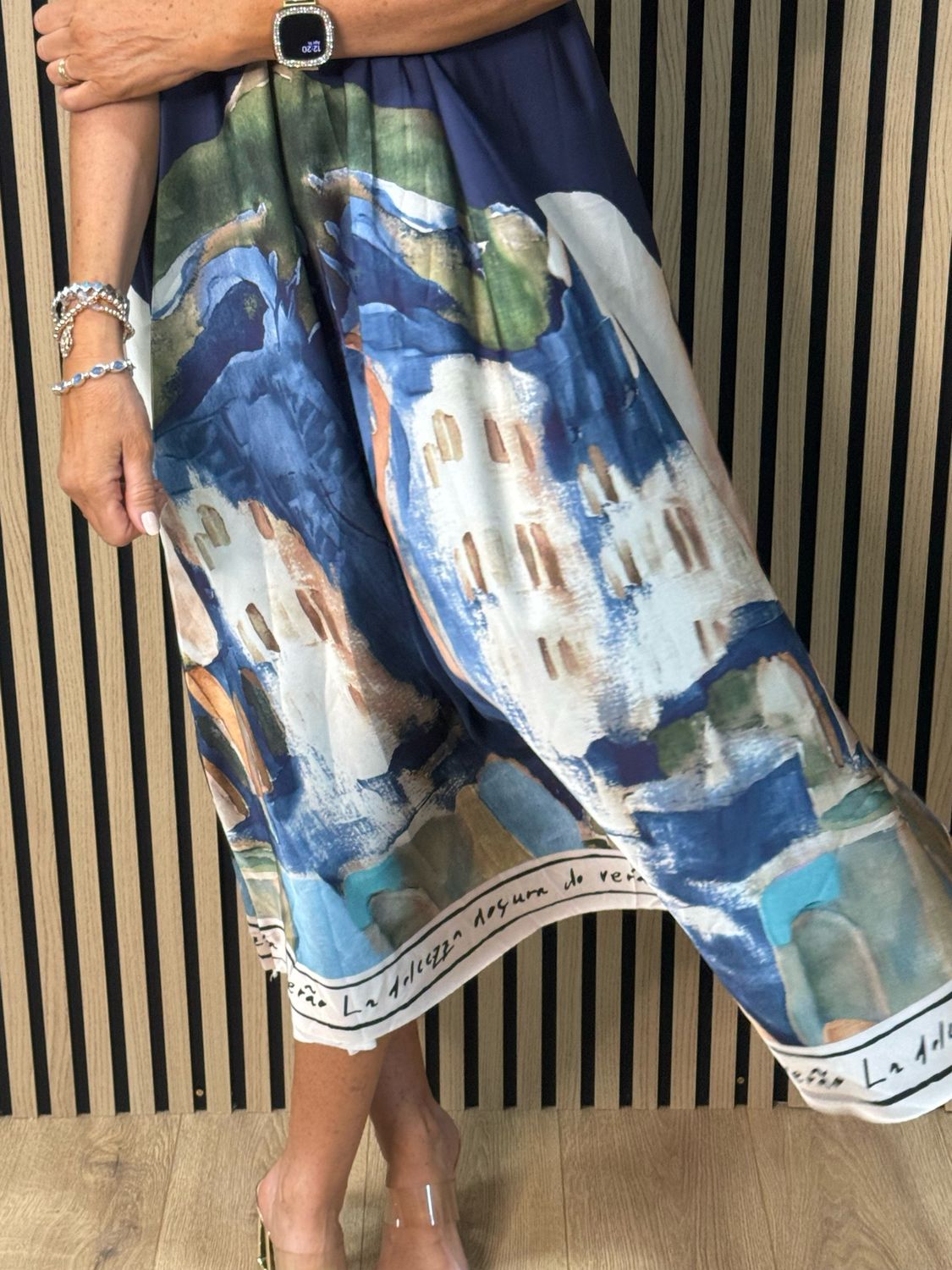 Abstract Print Maxi Dress - Navy