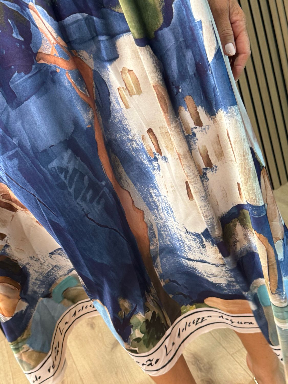 Abstract Print Maxi Dress - Navy