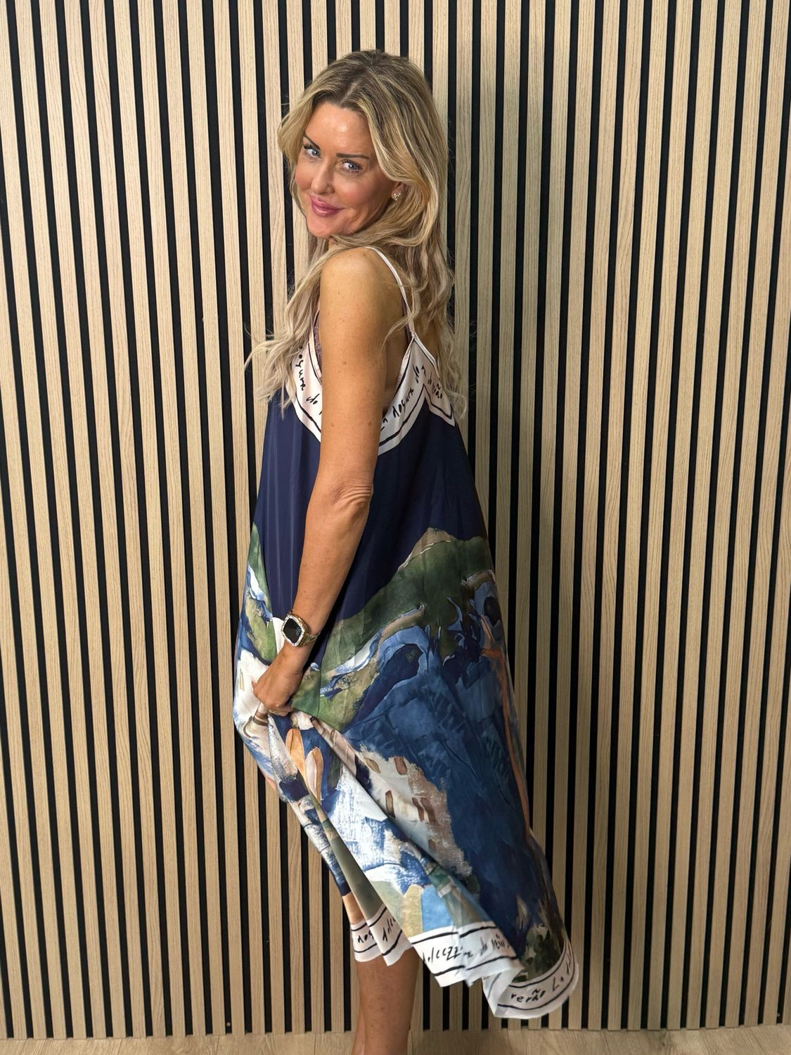 Abstract Print Maxi Dress - Navy