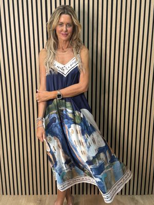 Abstract Print Maxi Dress - Navy