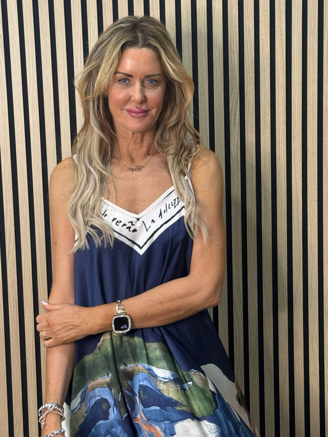 Abstract Print Maxi Dress - Navy