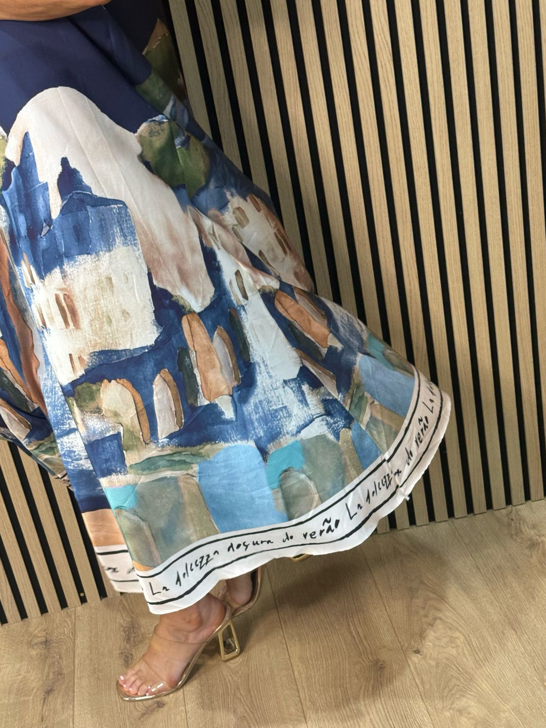 Abstract Print Maxi Dress - Navy