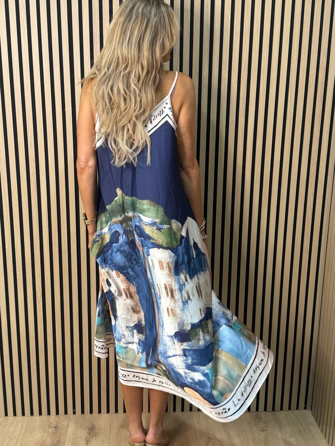 Abstract Print Maxi Dress - Navy