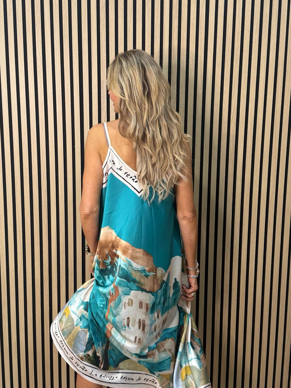 Abstract Print Maxi Dress - Turquoise