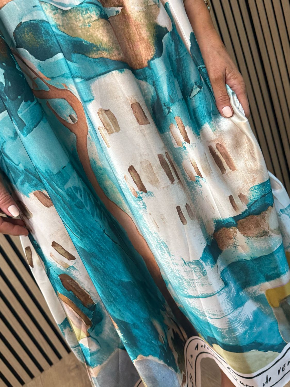 Abstract Print Maxi Dress - Turquoise