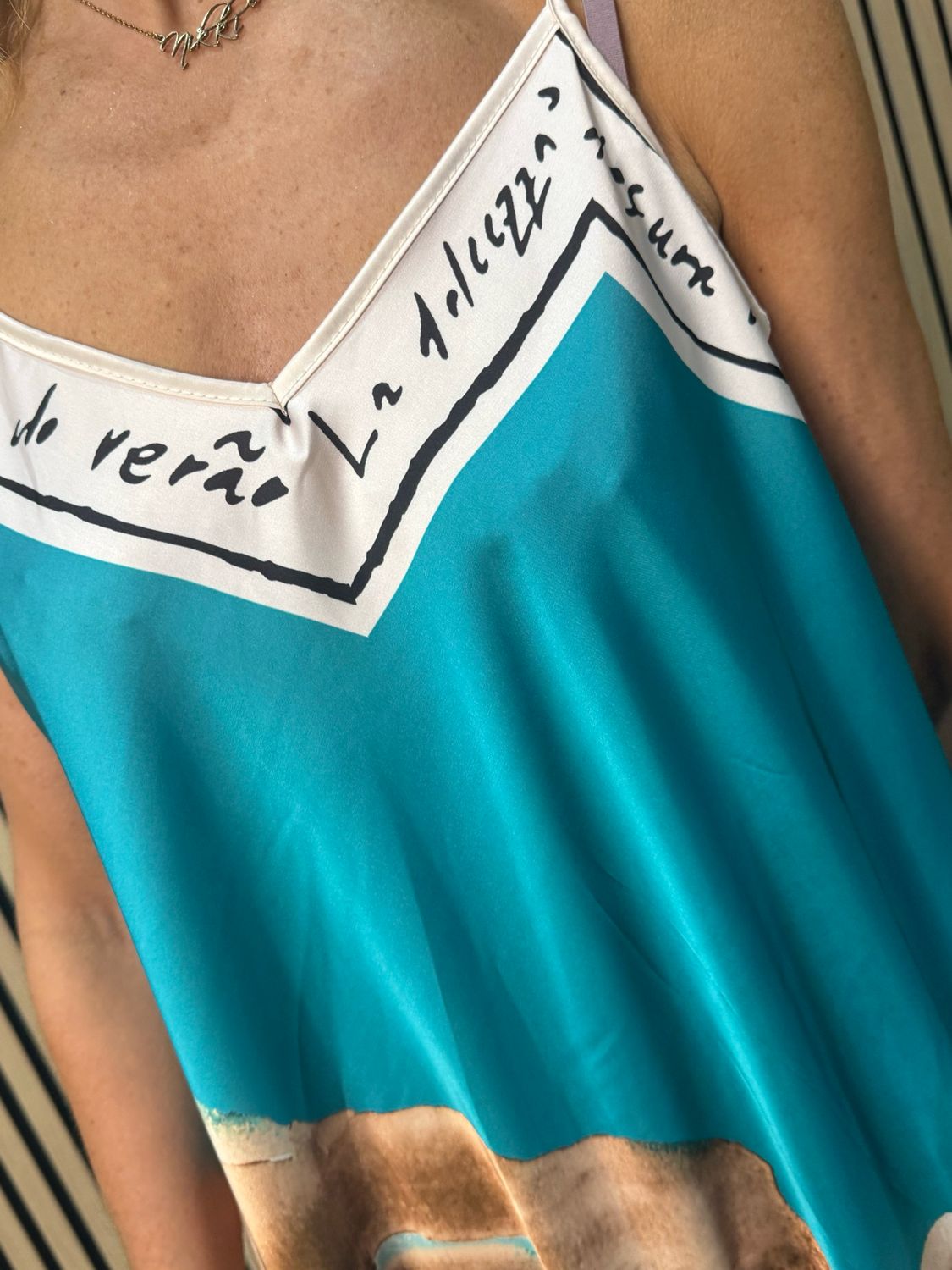 Abstract Print Maxi Dress - Turquoise