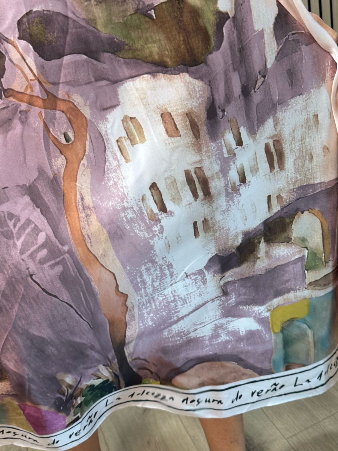 Abstract Print Maxi Dress - Soft Taupe