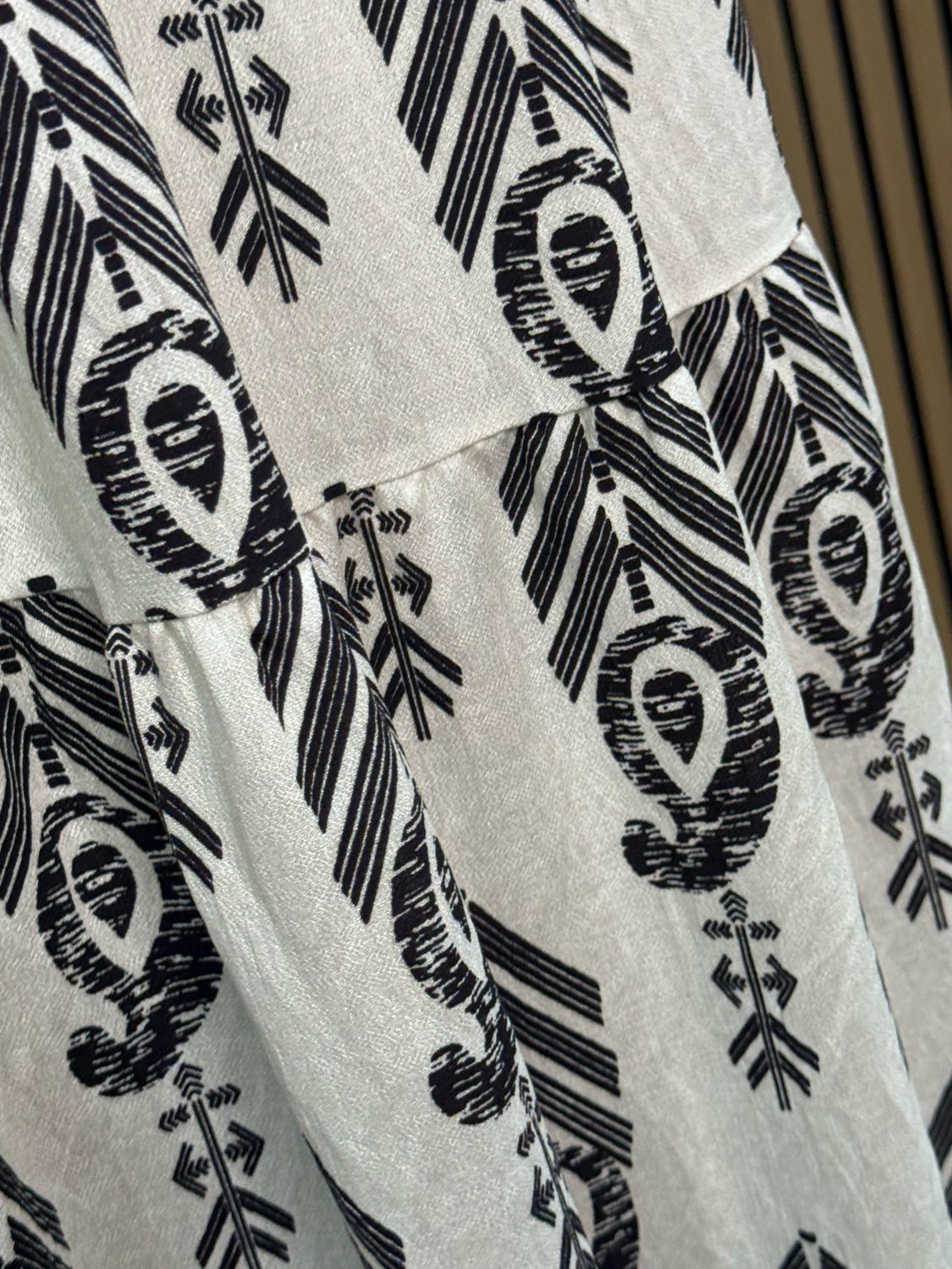 Boho Print Belted Skirt - Black