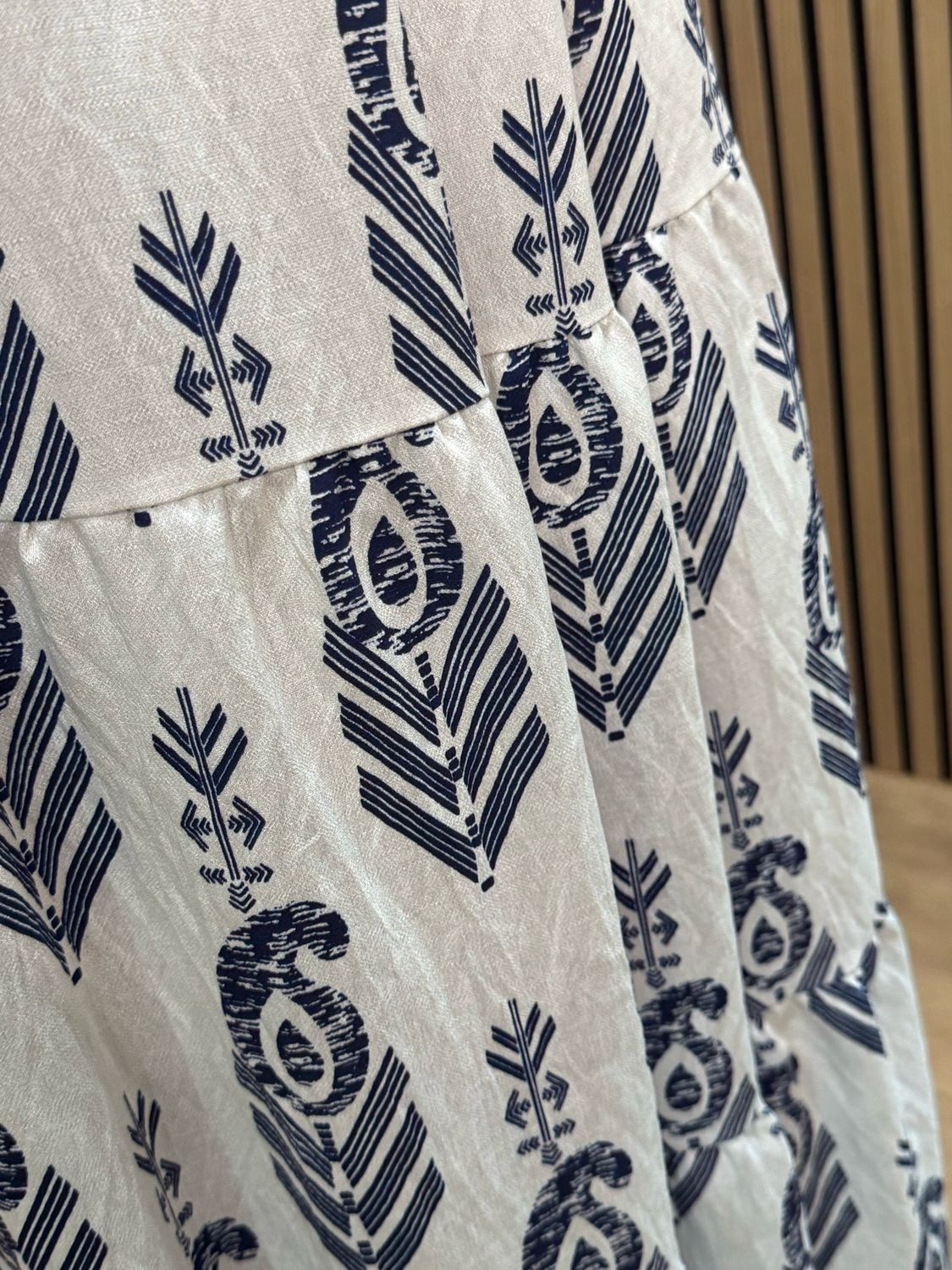 Boho Print Belted Skirt - Navy