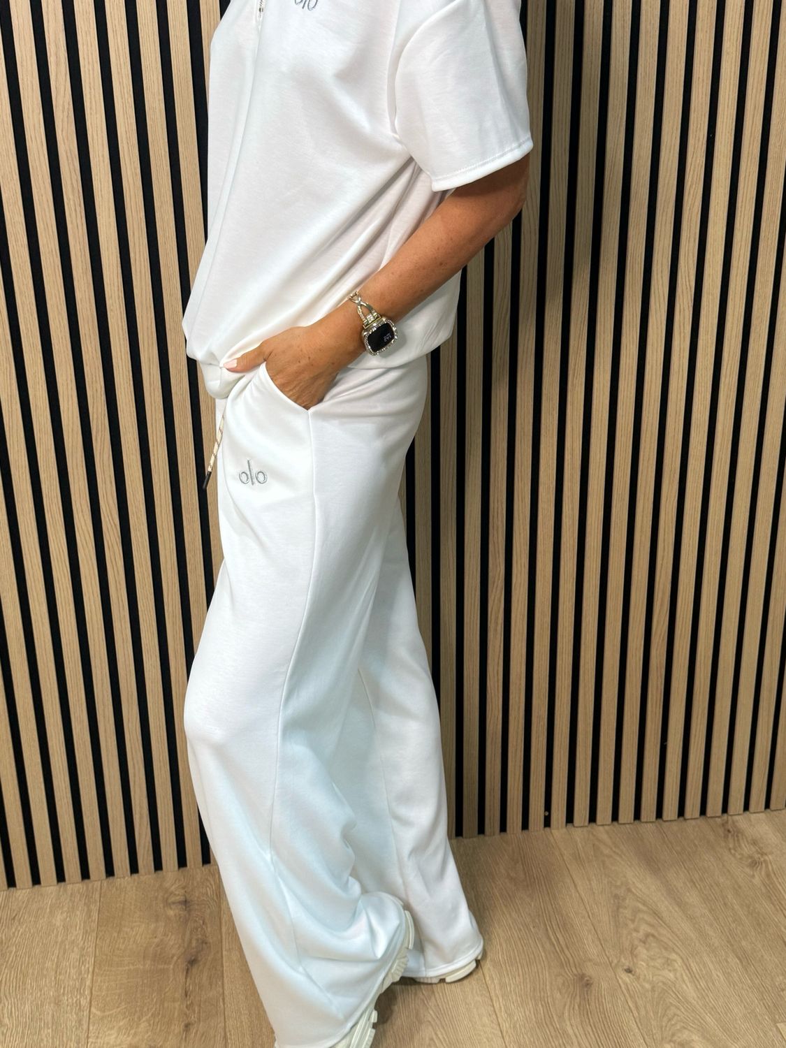 Zip Neck Co-Ord Set - White