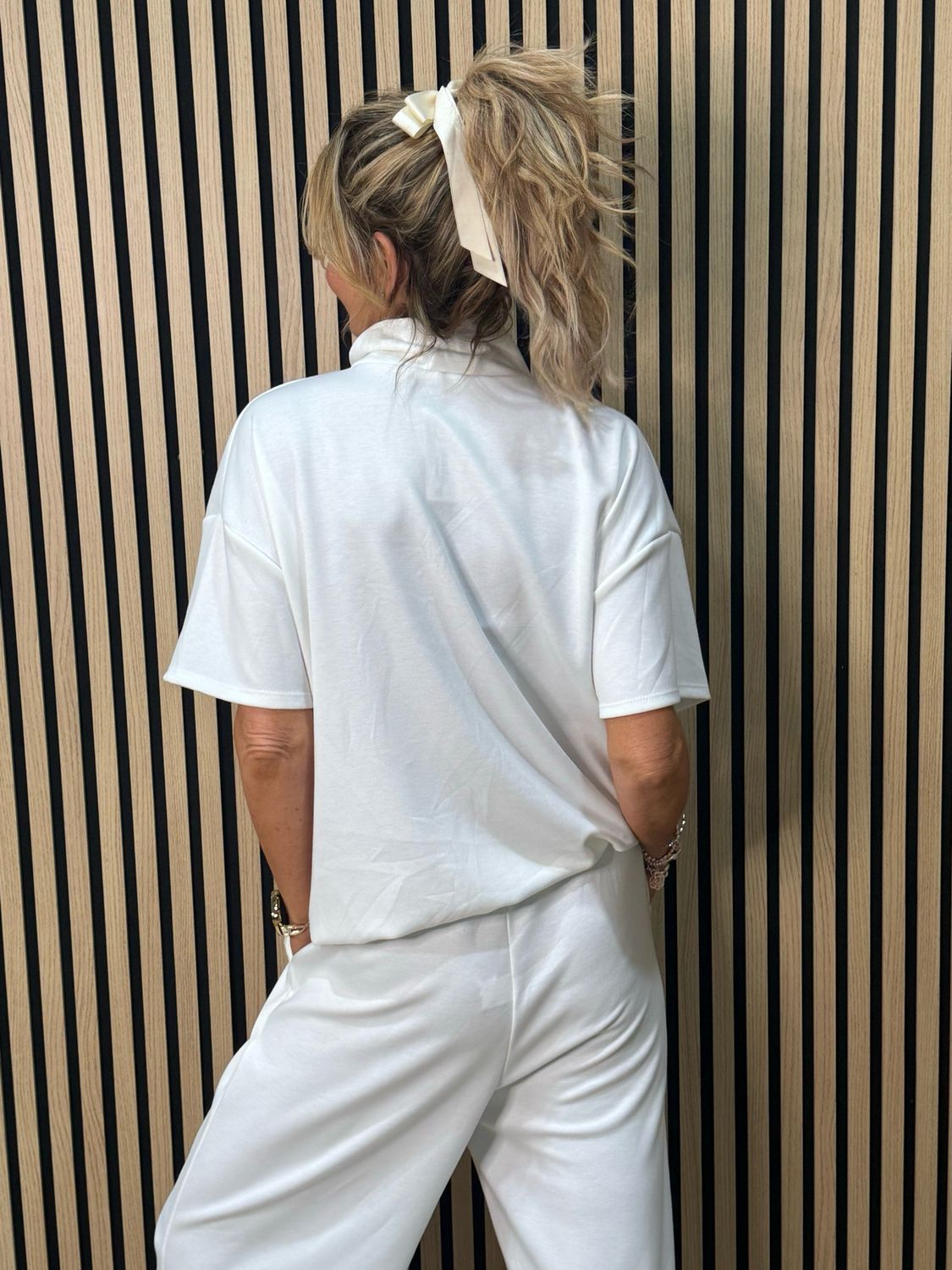 Zip Neck Co-Ord Set - White