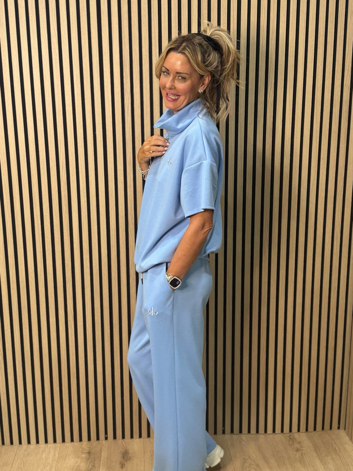 Zip Neck Co-Ord Set - Baby Blue