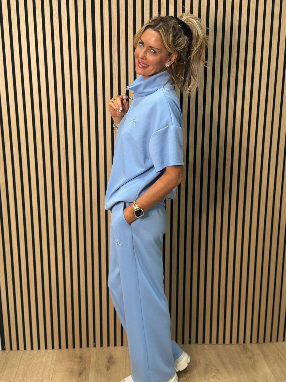 Zip Neck Co-Ord Set - Baby Blue