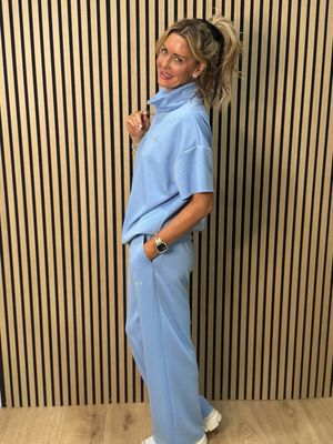 Zip Neck Co-Ord Set - Baby Blue