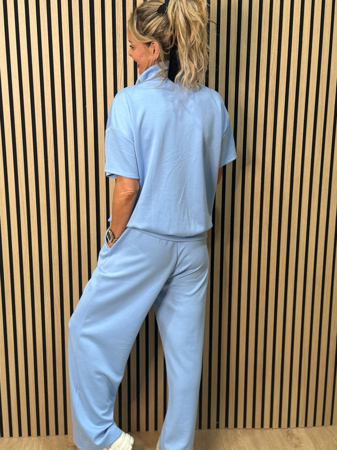 Zip Neck Co-Ord Set - Baby Blue