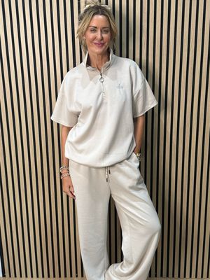 Zip Neck Co-Ord Set - Beige