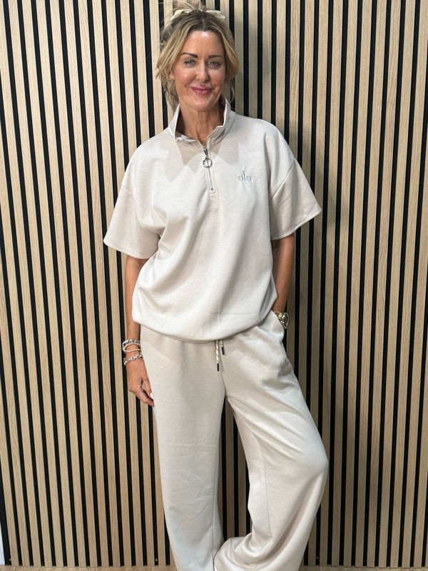 Zip Neck Co-Ord Set - Beige