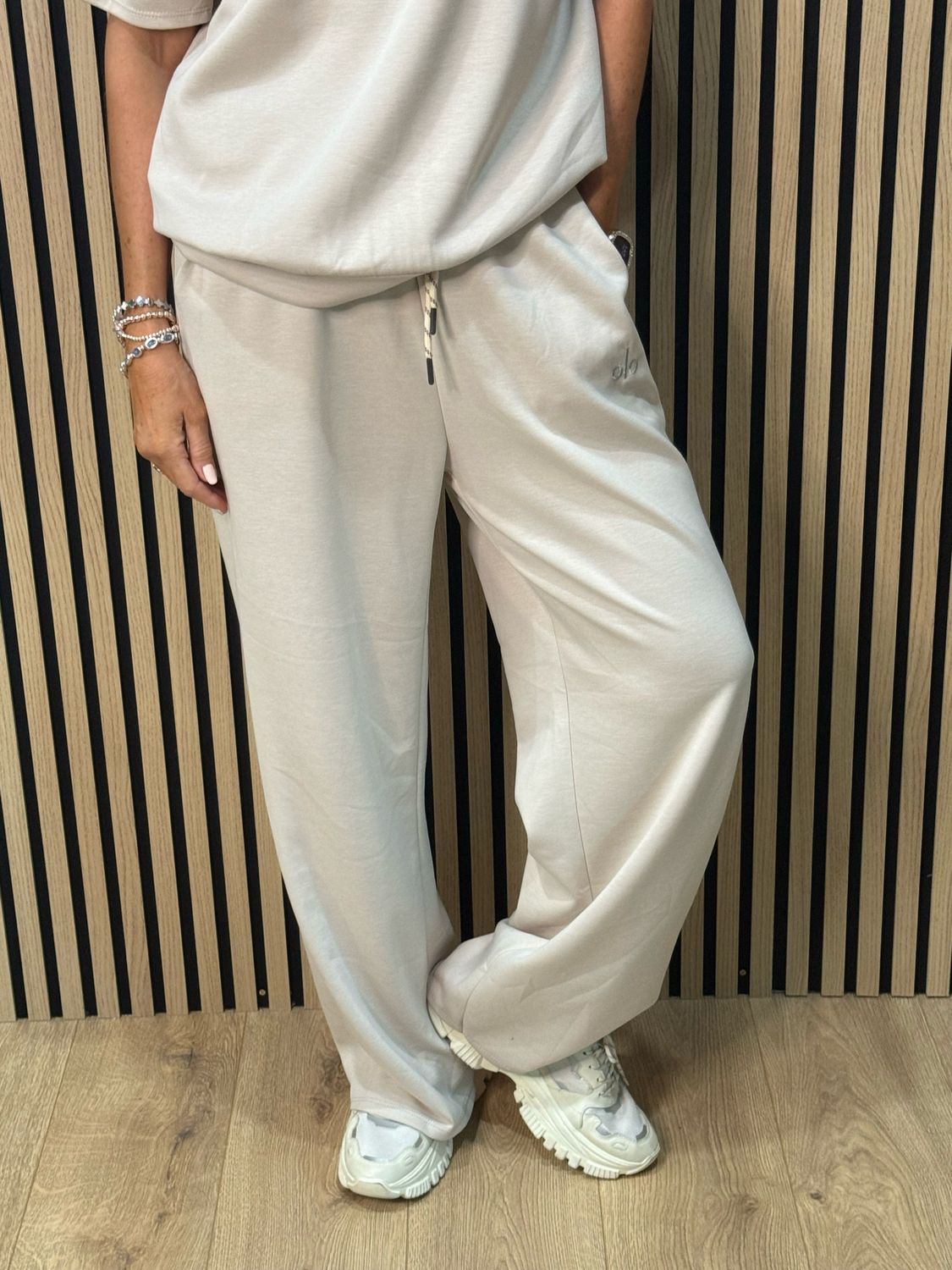 Zip Neck Co-Ord Set - Beige