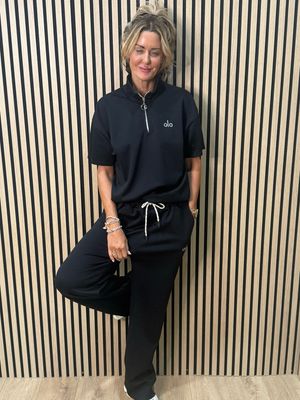 Zip Neck Co-Ord Set - Black