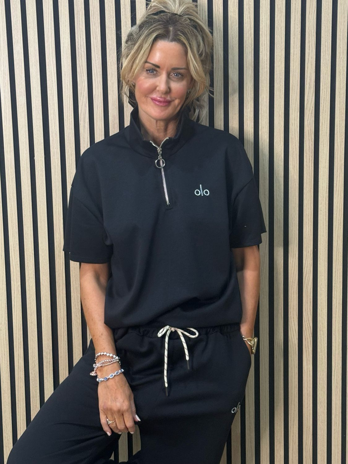 Zip Neck Co-Ord Set - Black