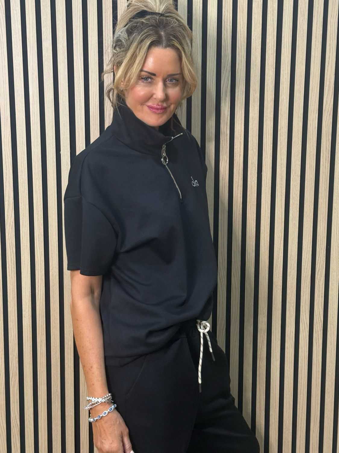 Zip Neck Co-Ord Set - Black