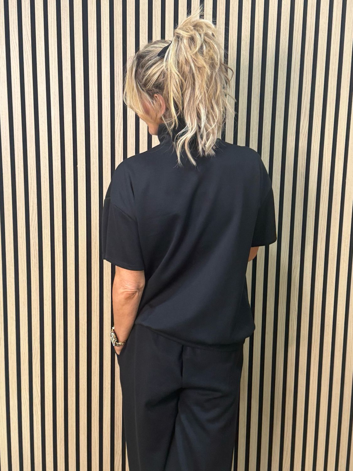 Zip Neck Co-Ord Set - Black