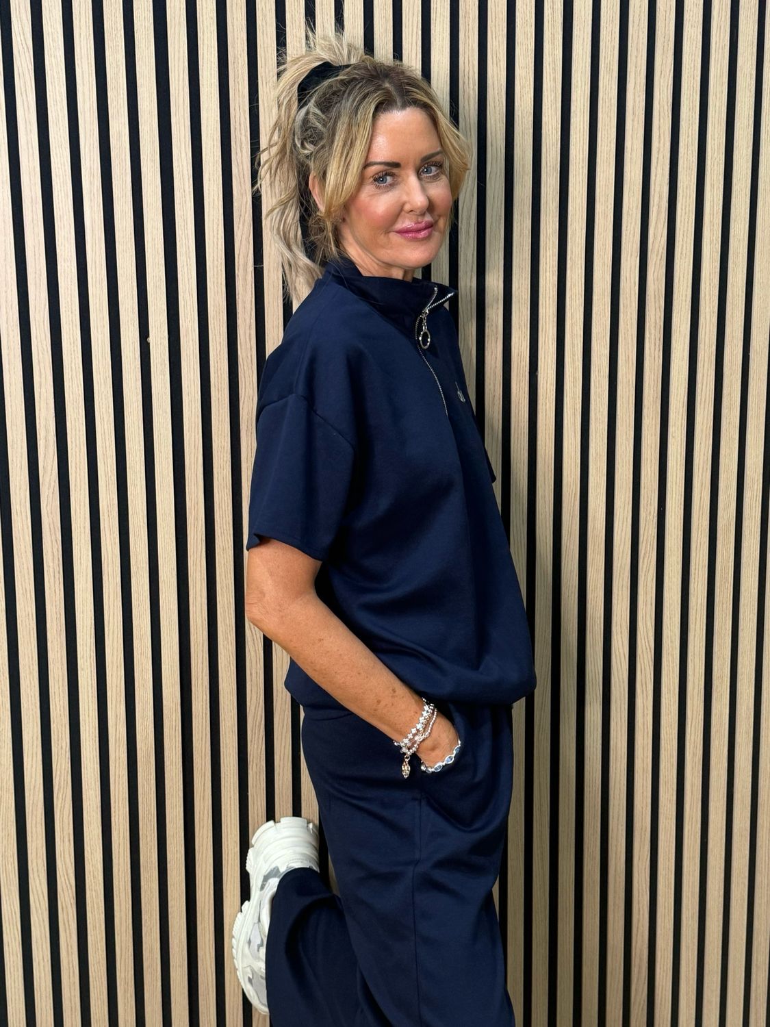 Zip Neck Co-Ord Set - Navy