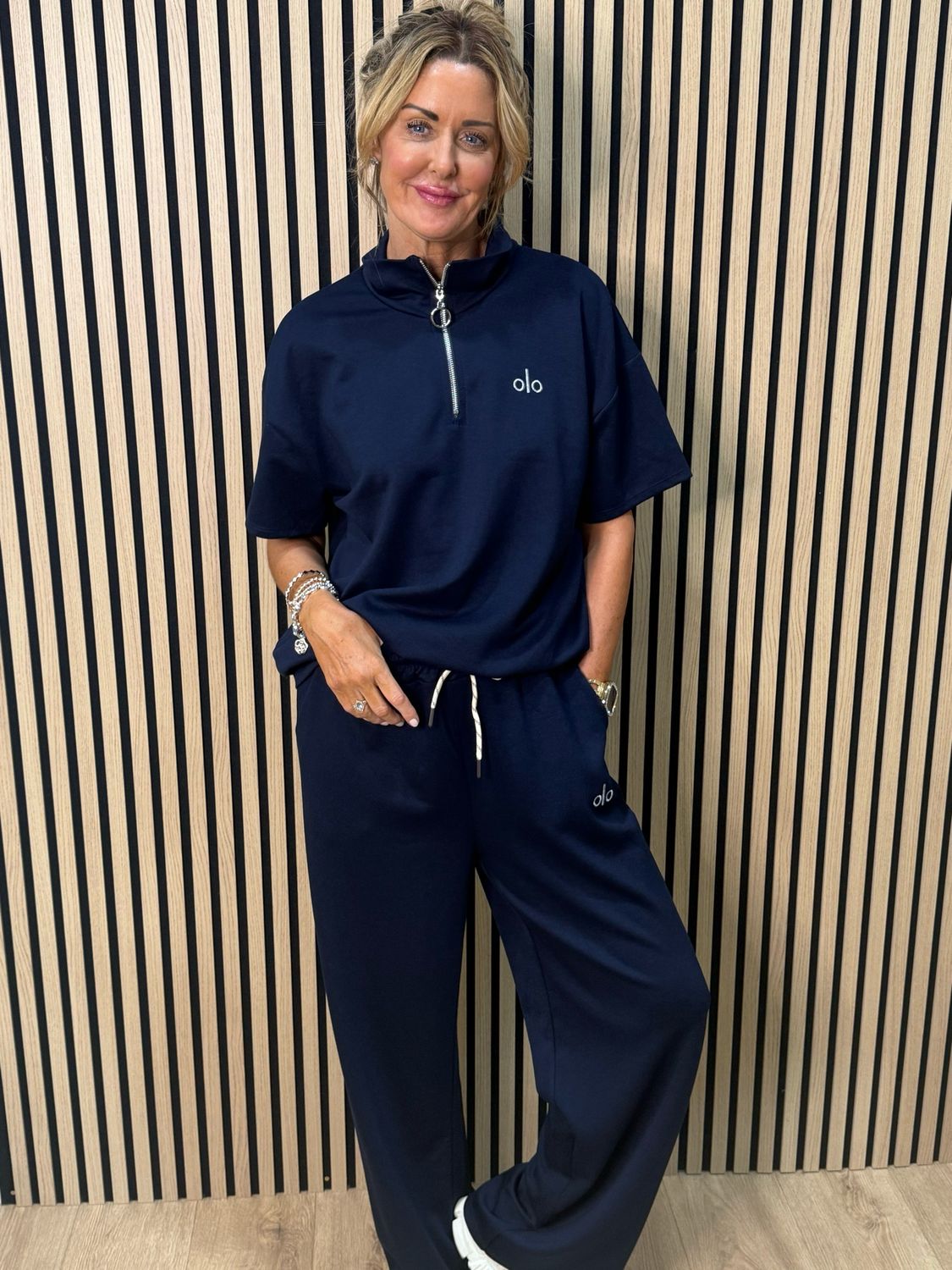 Zip Neck Co-Ord Set - Navy