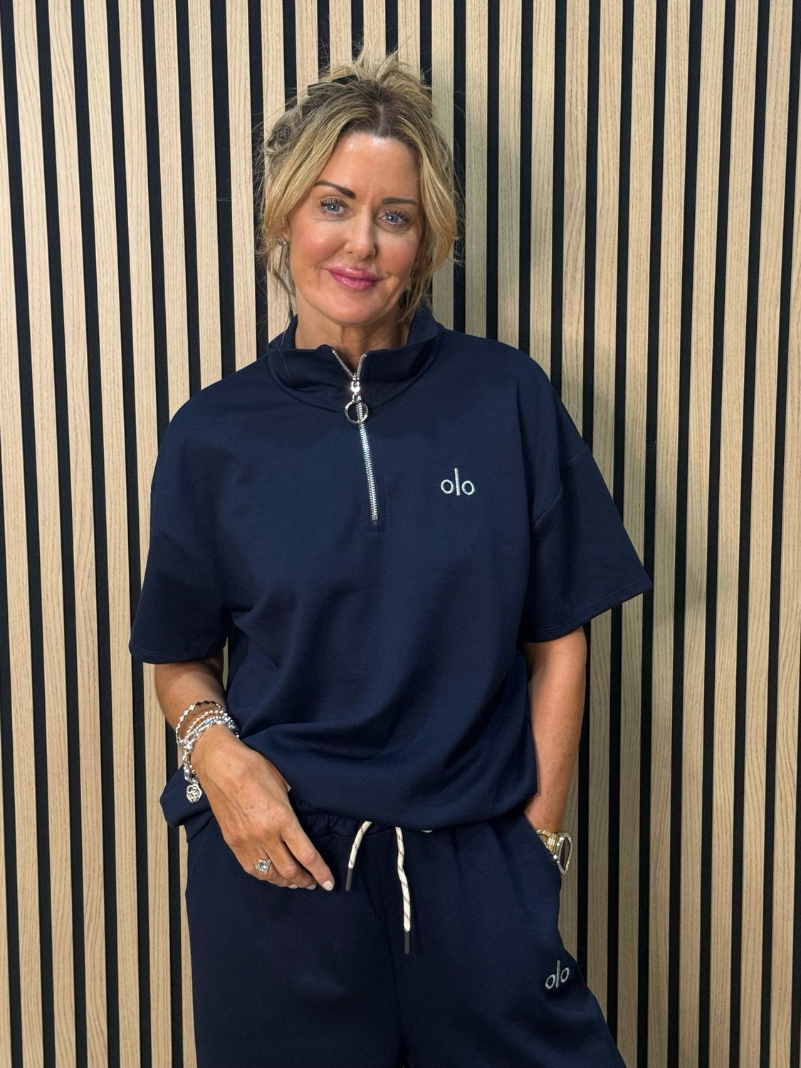 Zip Neck Co-Ord Set - Navy