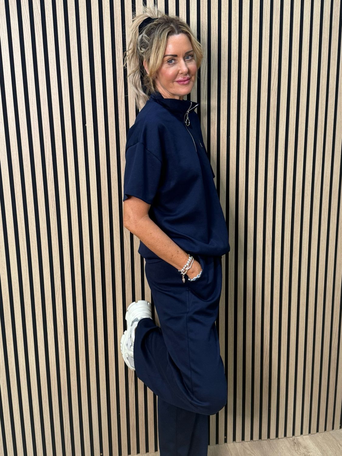 Zip Neck Co-Ord Set - Navy