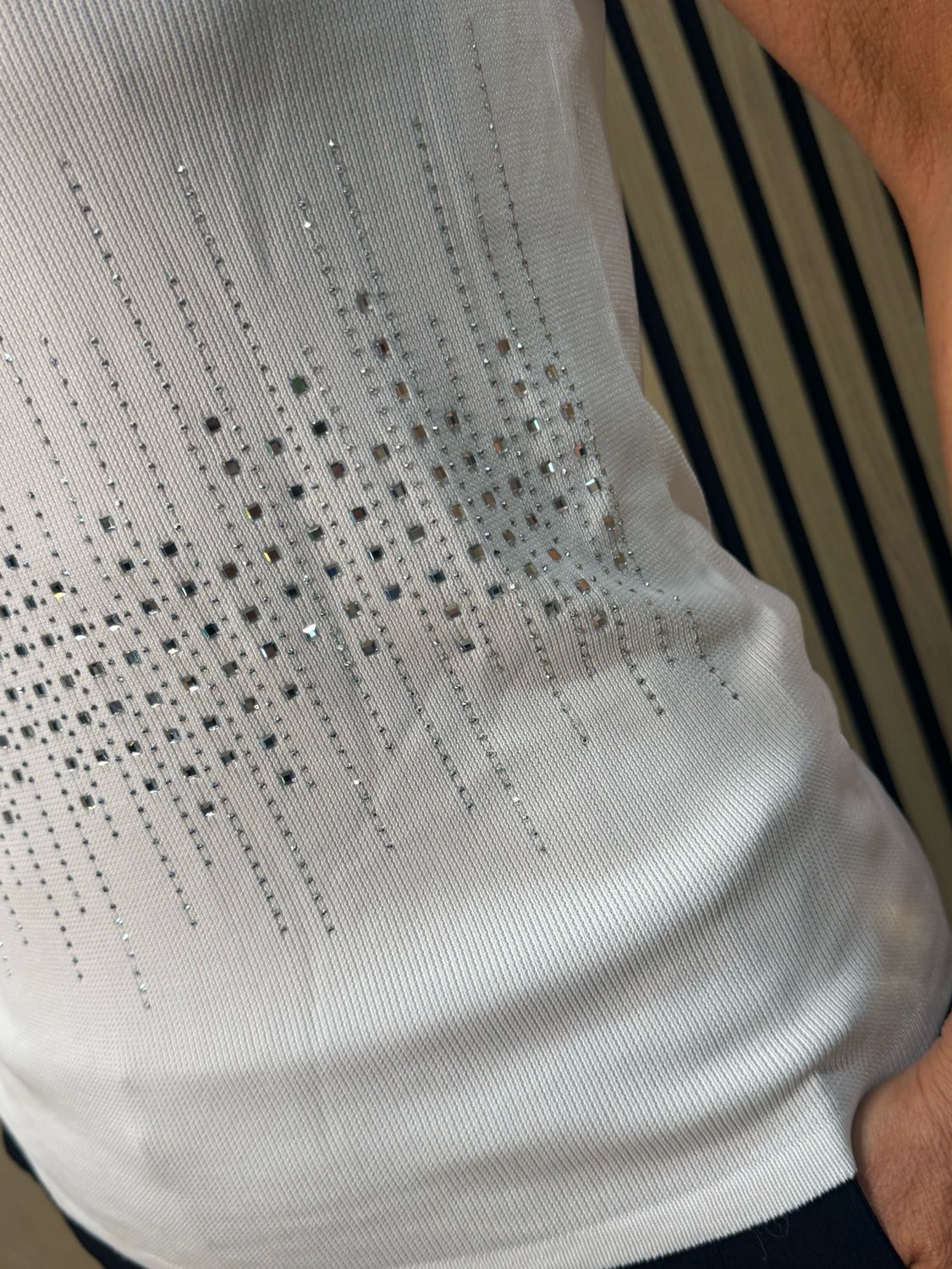 Diamanté Sleeveless Top - White