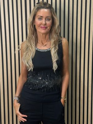 Diamanté Sleeveless Top - Black