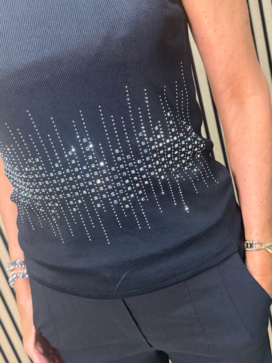 Diamanté Sleeveless Top - Black