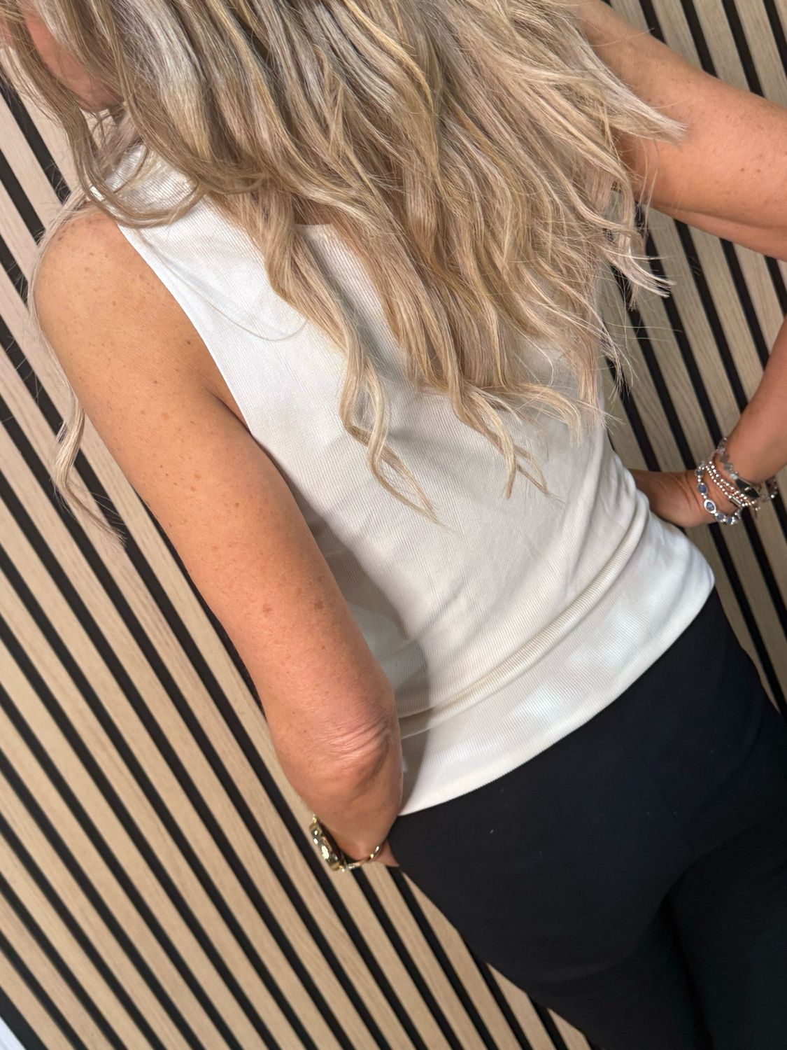 Diamanté Sleeveless Top - Cream