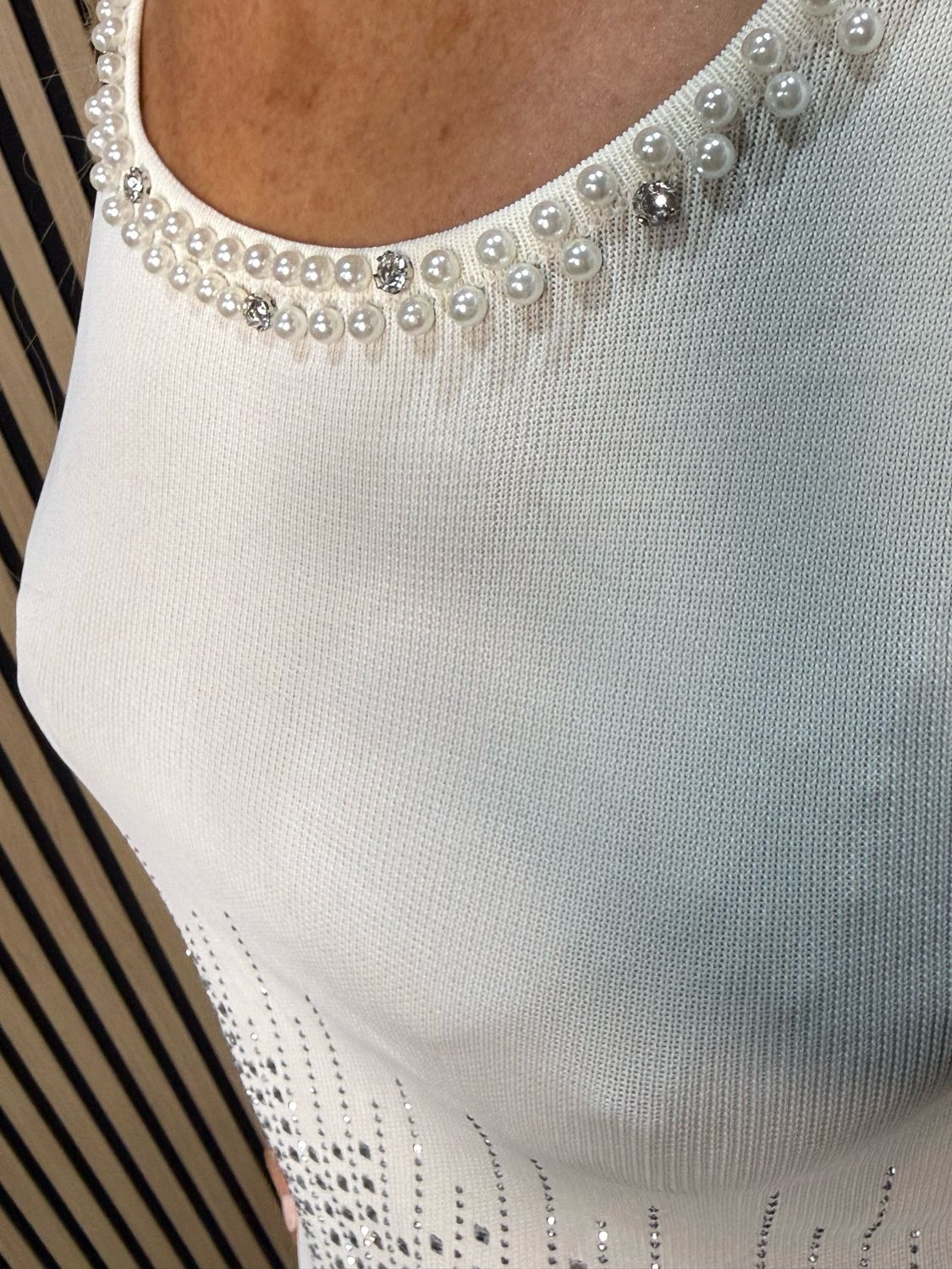Diamanté Sleeveless Top - Cream