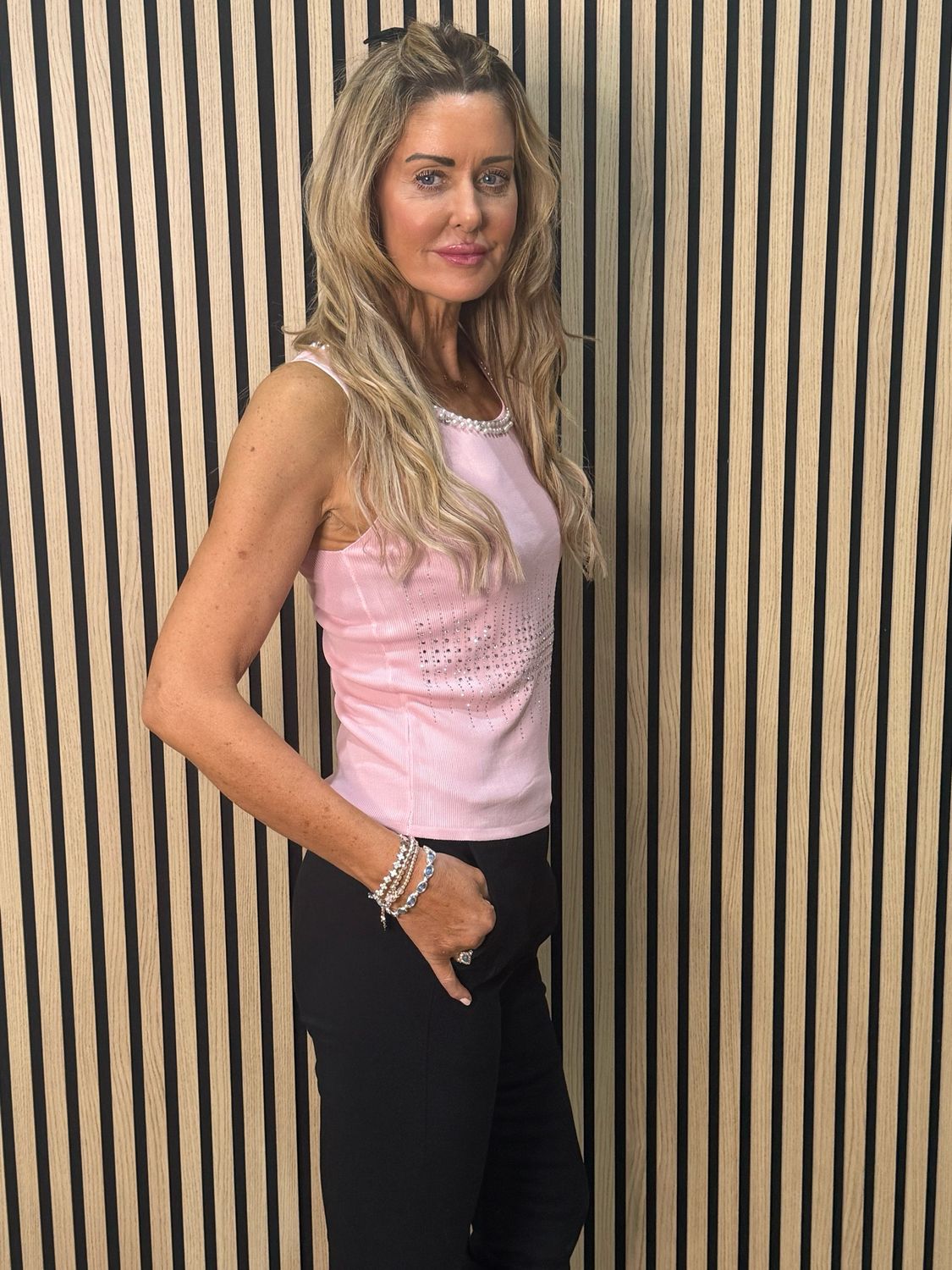 Diamanté Sleeveless Top - Pink