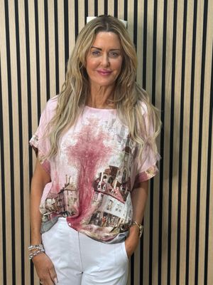 Scenic Print Top - Pink