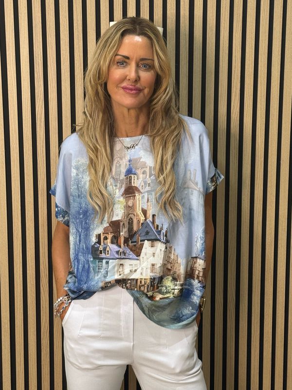 Scenic Print Top - Blue