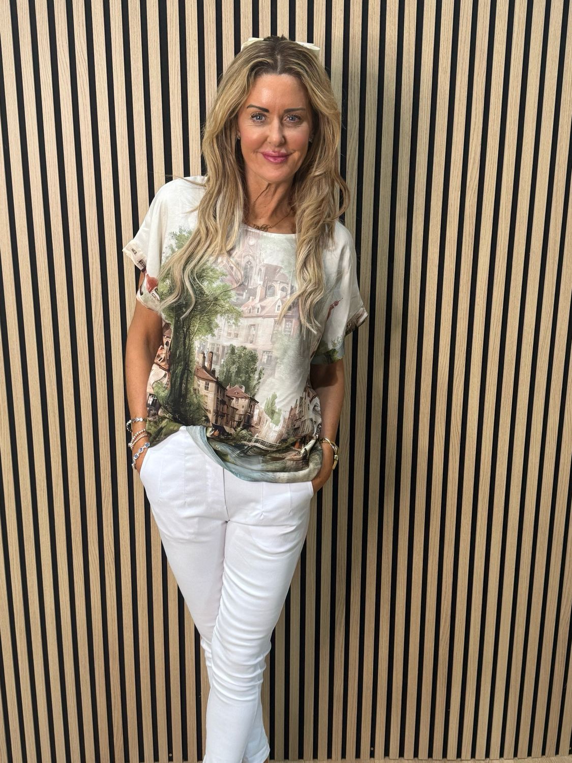 Scenic Print Top - Champagne