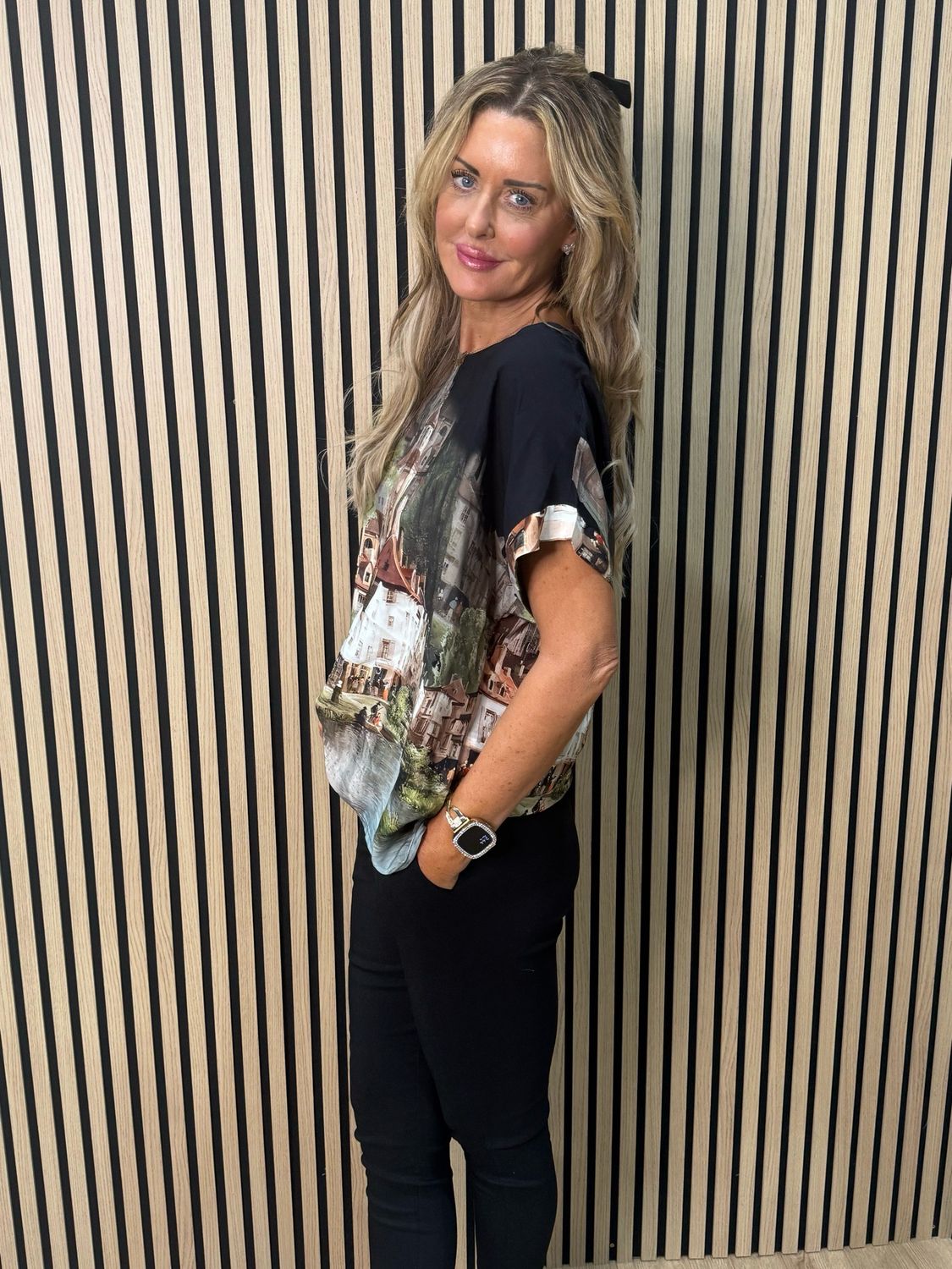 Scenic Print Top - Black