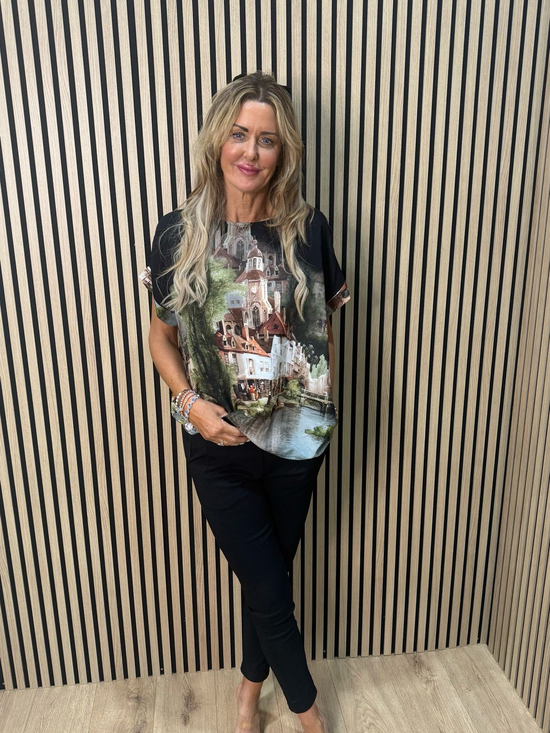 Scenic Print Top - Black