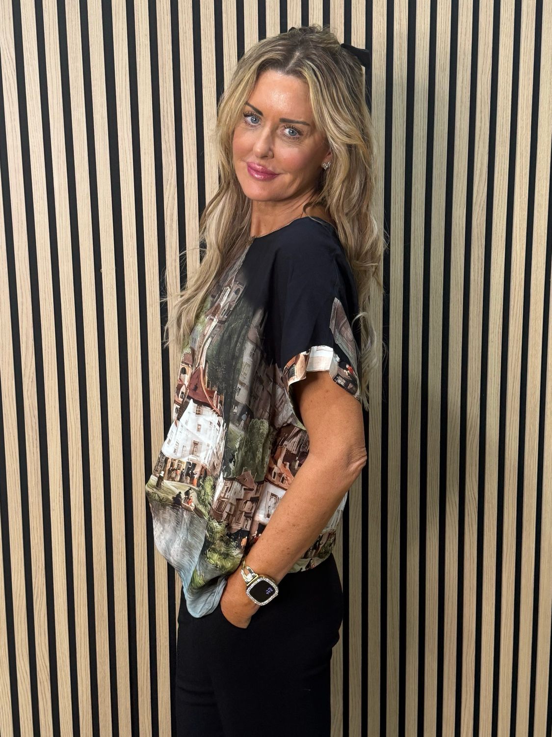 Scenic Print Top - Black