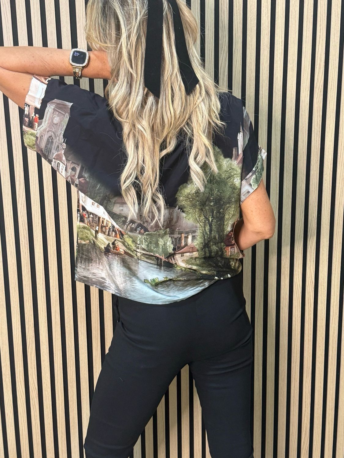 Scenic Print Top - Black