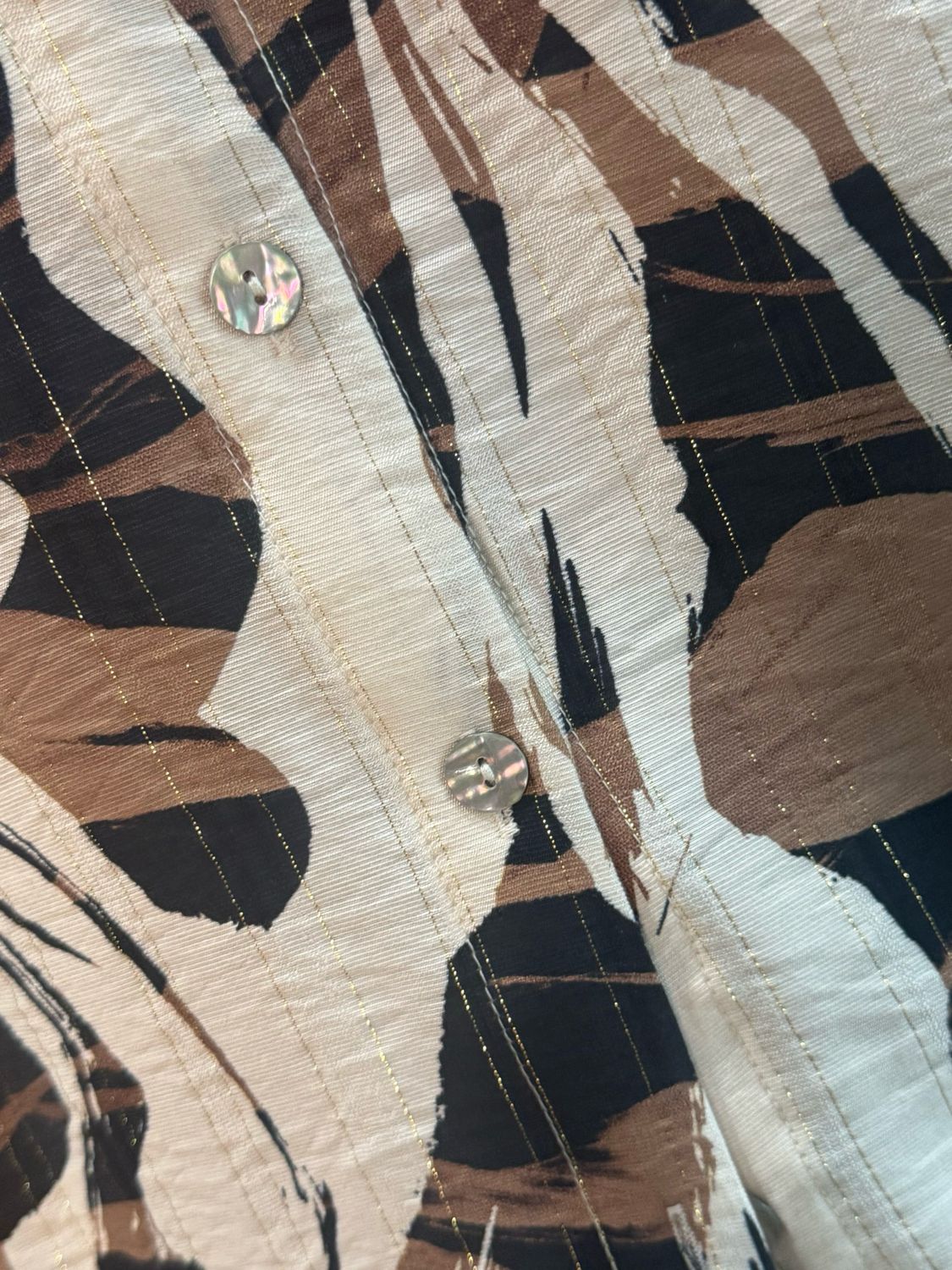 Abstract Print Relaxed Co-Ord Set - Cream/Brown