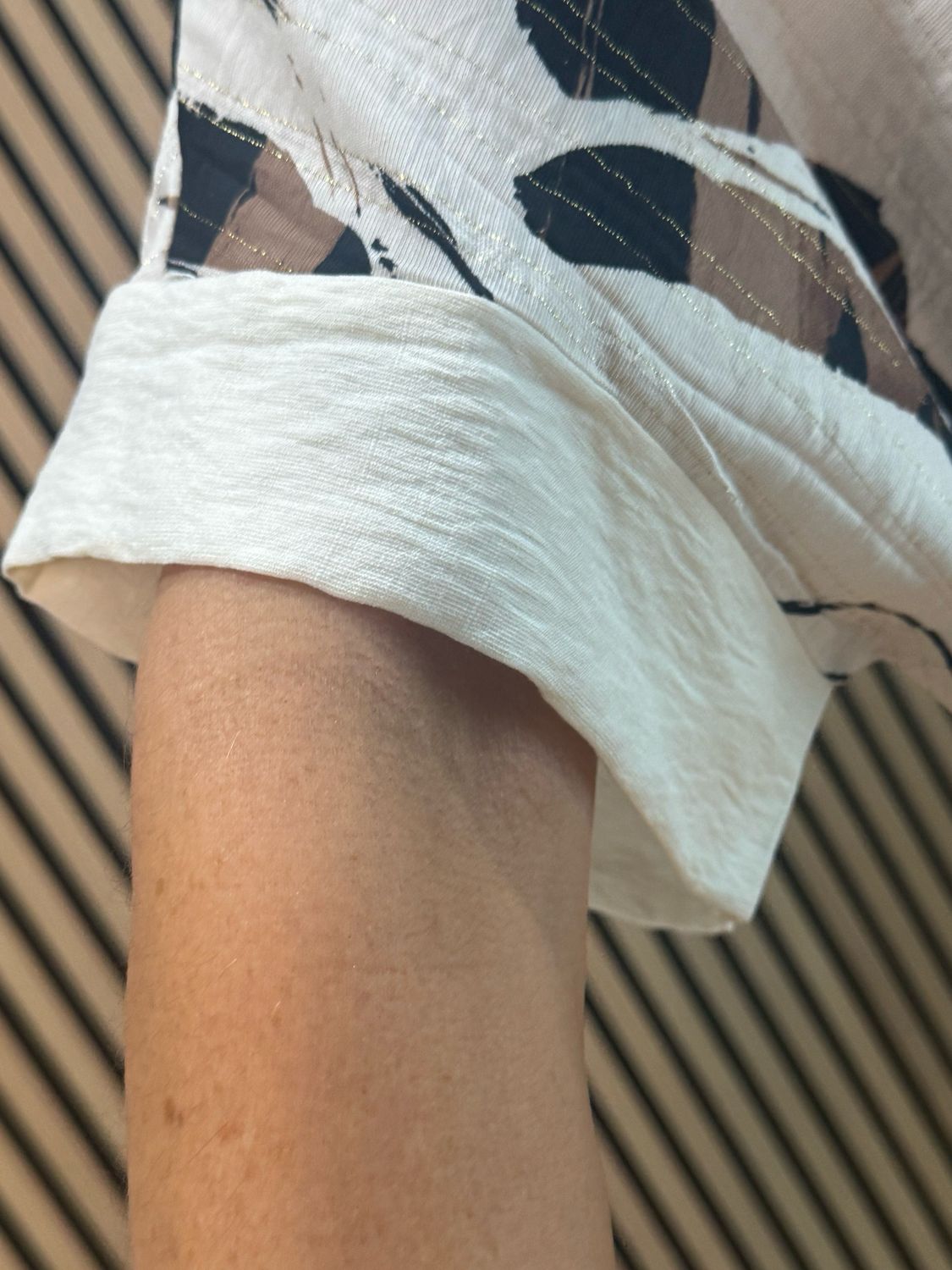 Abstract Print Relaxed Co-Ord Set - Cream/Brown