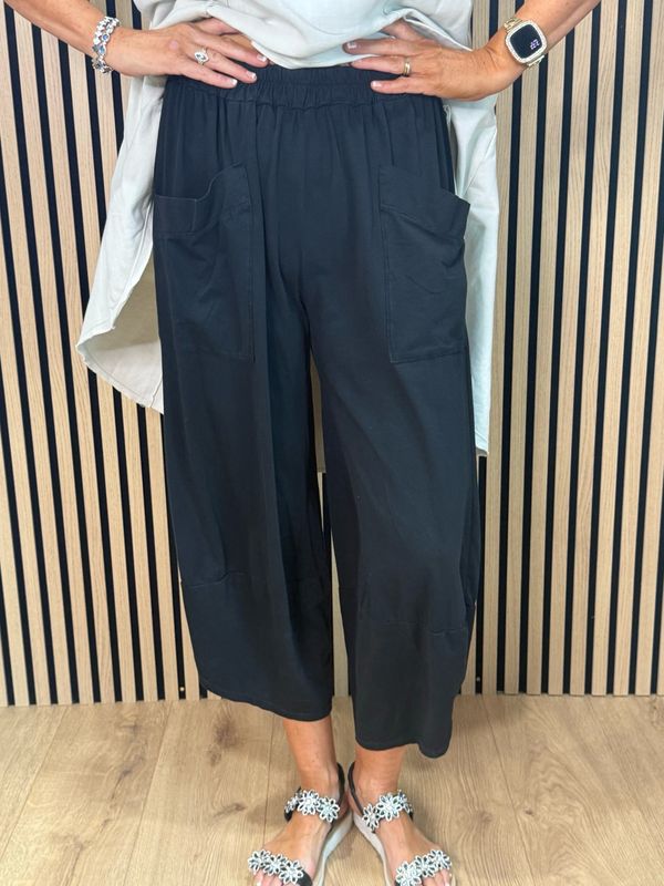 Cocoon Pocket Cotton Trousers - Black