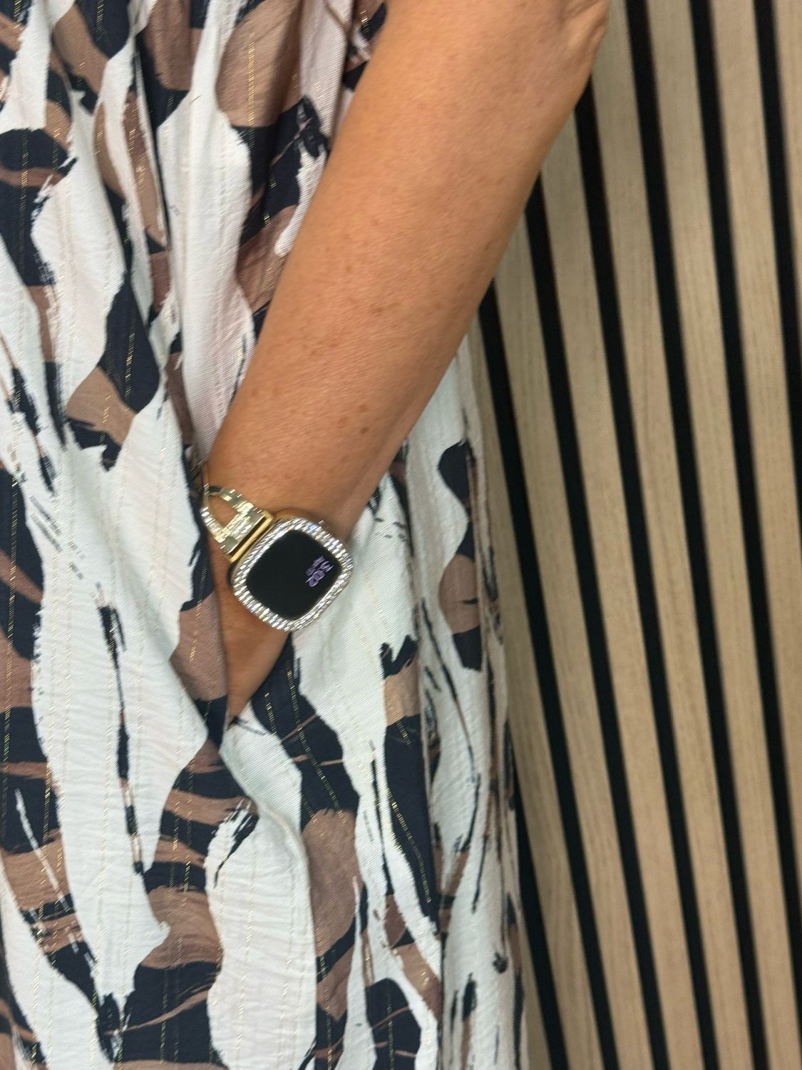 Abstract Print Wide Leg Jump Suit - Cream/Black/Taupe